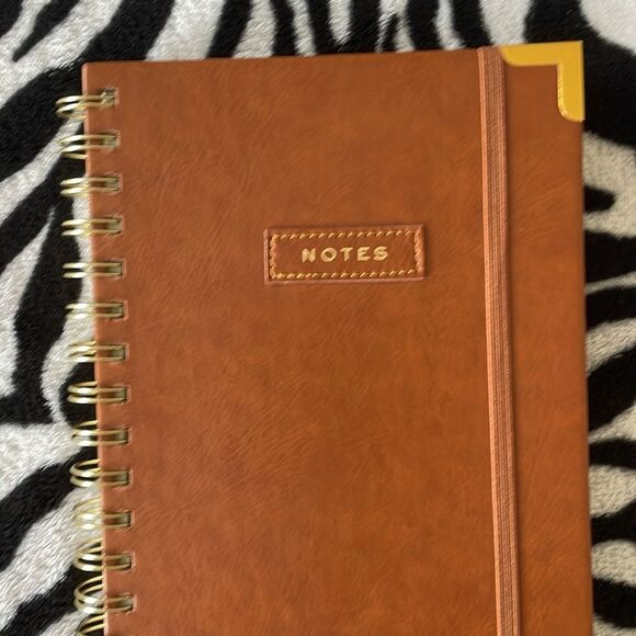 Martha Stewart brown faux leather hard cover spiral stitched notebook journal - Picture 2 of 10